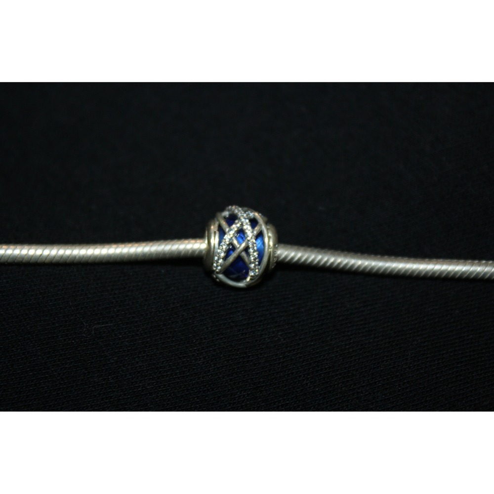 Pandora Blue Galaxy Lattice Charm‎ Women Blue Sparkling Cubic Zirconia Celestial